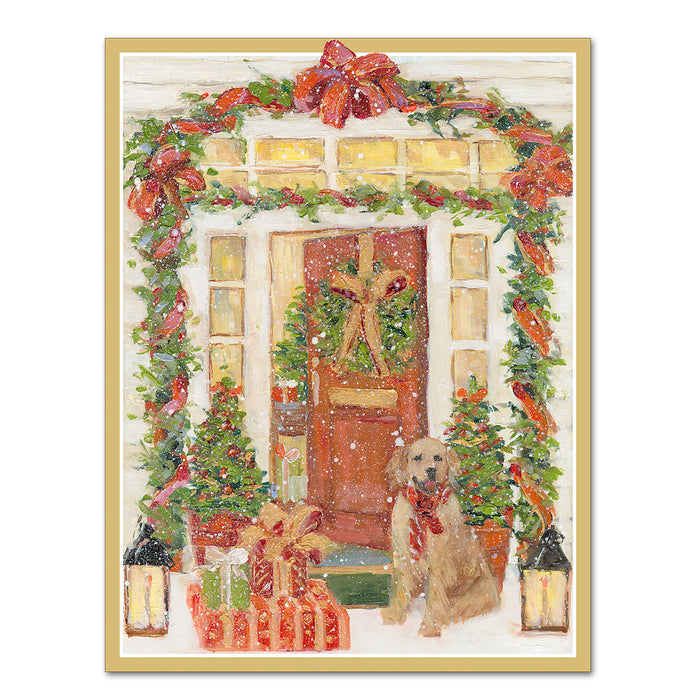 Welcome to the Party Golden Retriever Christmas Cards