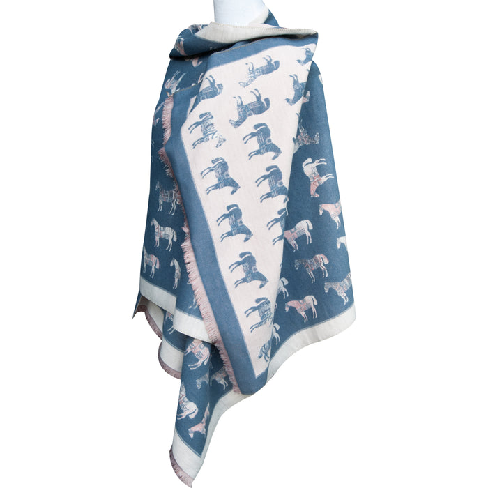 Heritage Equestrian  Horse Scarf & Fashion Wrap - Blue