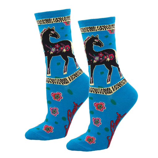 Laurel's Floral Horse Socks - Ladies Crew