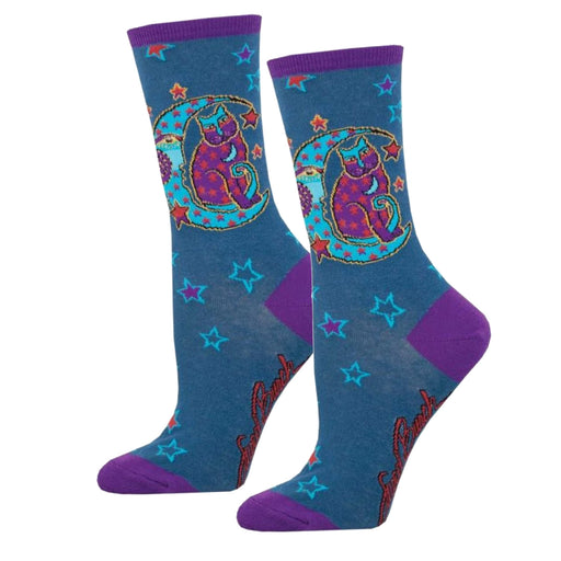 Laurel's Moonside Cat Socks - Ladies Crew