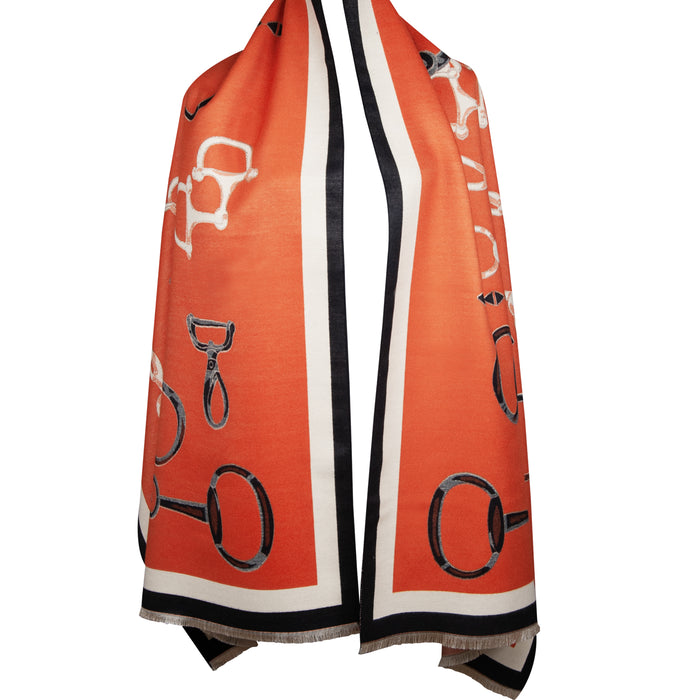 Equestrian Wrap - Bits Montage - Spice Orange