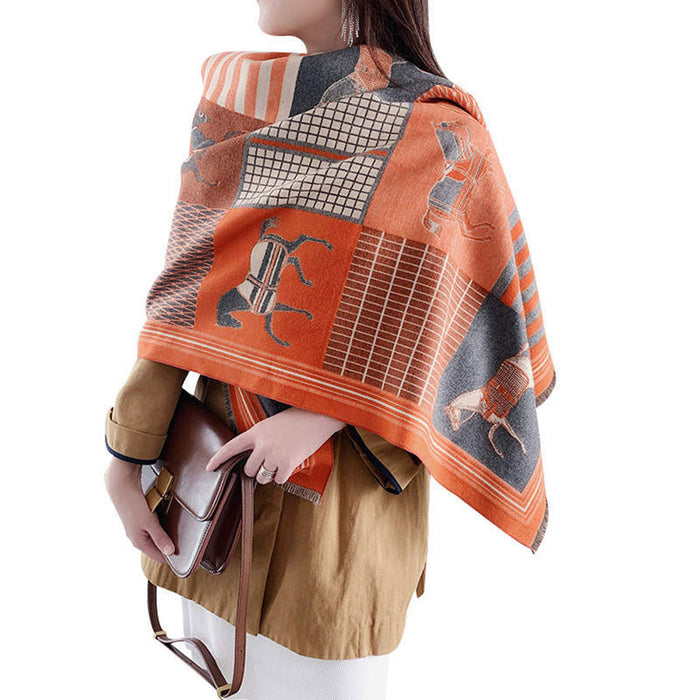 Equestrian Saratoga Scarf - Terracotta Orange