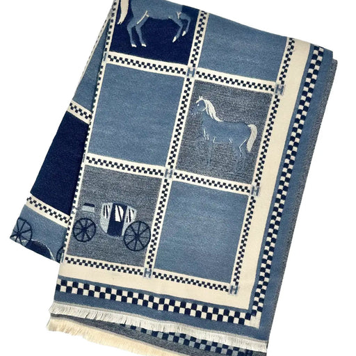 Oaks Day Equestrian Scarf - Navy