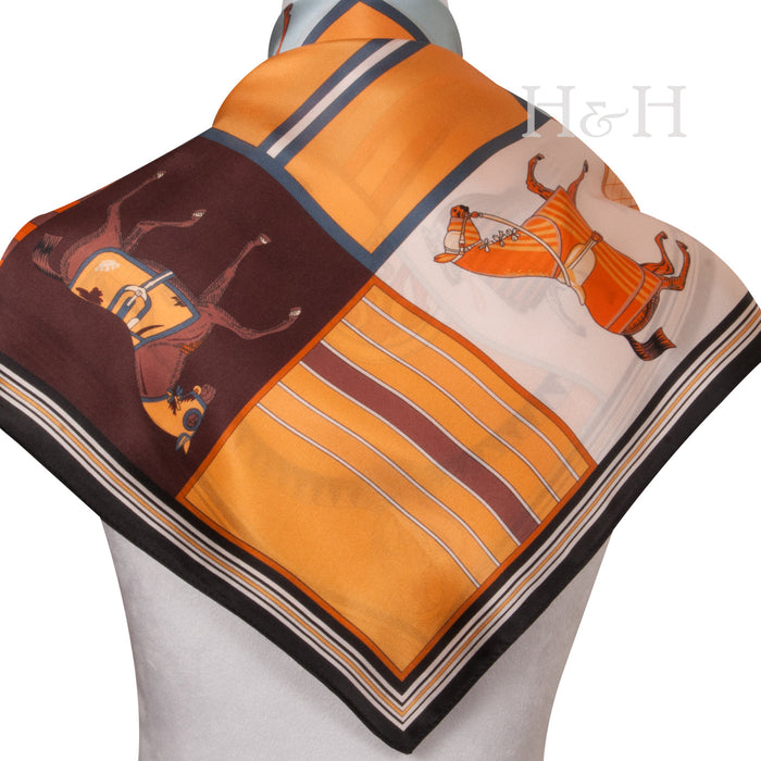 Equestrian Jubilee Silk Scarf – Terracotta 