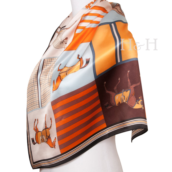Equestrian Jubilee Silk Scarf – Terracotta