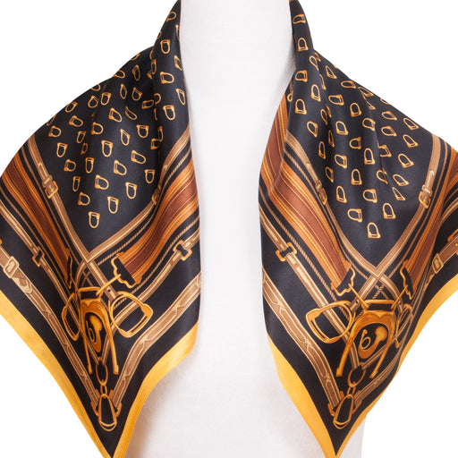 Stirrups & Straps Equestrian Silk Scarf - Black