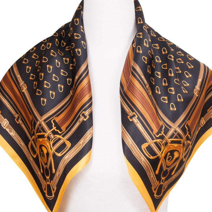 Stirrups & Straps Equestrian Silk Scarf - Black