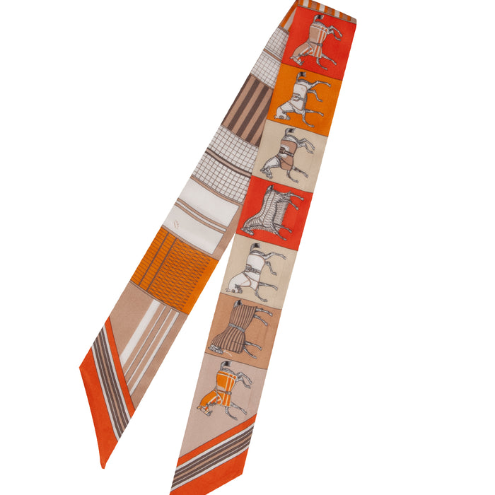 Horse Parade Silk Twilly - Orange & Brown