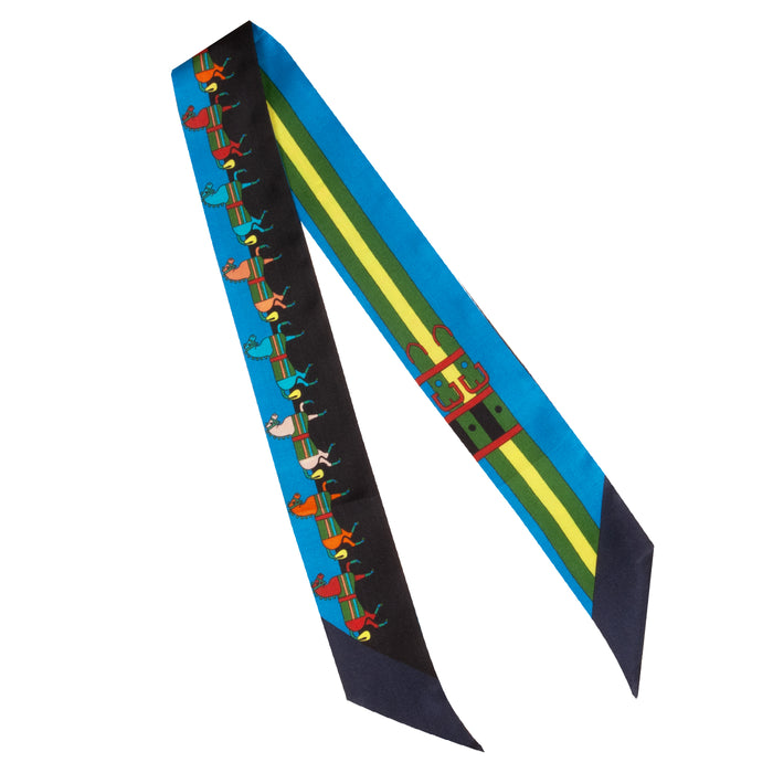 Equestrian Strut Silk Twilly - Cobalt & Navy