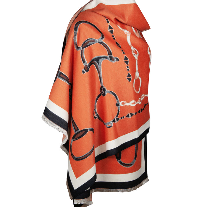 Equestrian Fashion Wrap - Bits Montage - Spice Orange