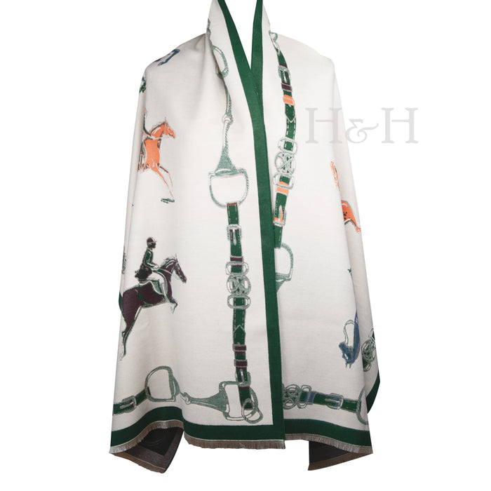Equestrian Fashion Wrap - Show Jumpers - Green & Cream