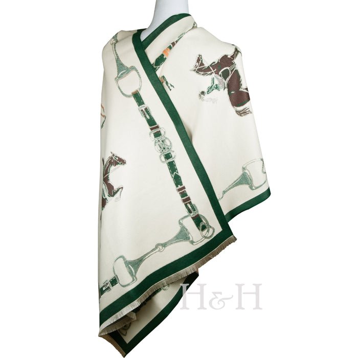 Equestrian Fashion Wrap - Show Jumpers - Green & Cream