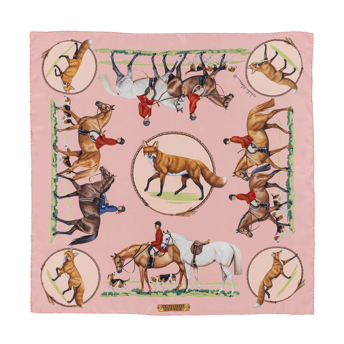 Outfoxed Equestrian Italian Silk Scarf by Julie Wear - Pink