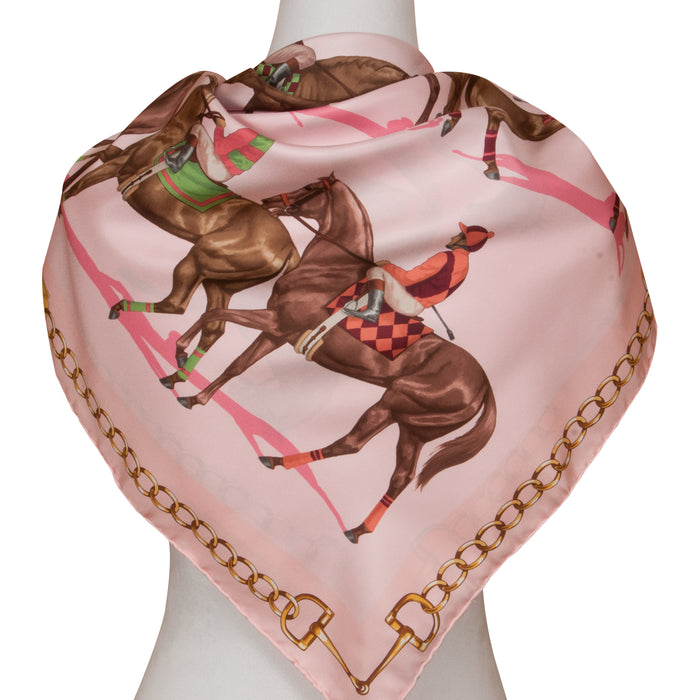 Post Parade Horse Racing Silk Scarf by Julie Wear - Pink