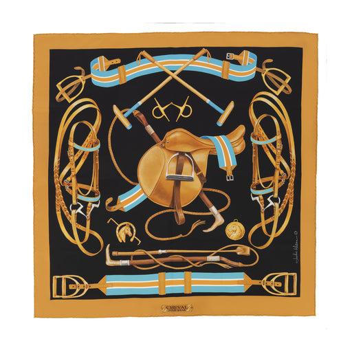 Cheval Equestrian Italian Silk Scarf by Julie Wear - Black