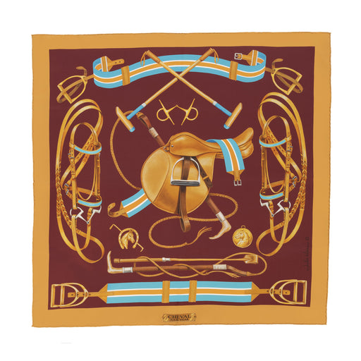 Cheval Equestrian Italian Silk Scarf by Julie Wear - Bordeaux
