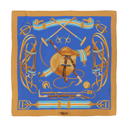 Cheval Equestrian Italian Silk Scarf by Julie Wear - Royal Blue