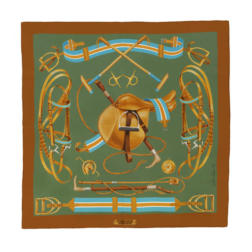 Cheval Equestrian ItalianSilk Scarf by Julie Wear - Sage Green