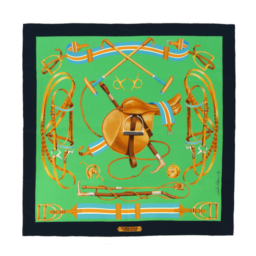 Cheval Equestrian Italian Silk Scarf by Julie Wear - Emerald Green