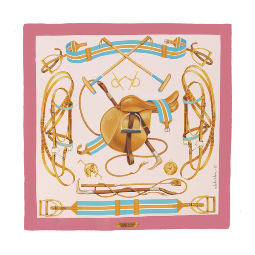 Cheval Equestrian Italian Silk Scarf by Julie Wear - Pink