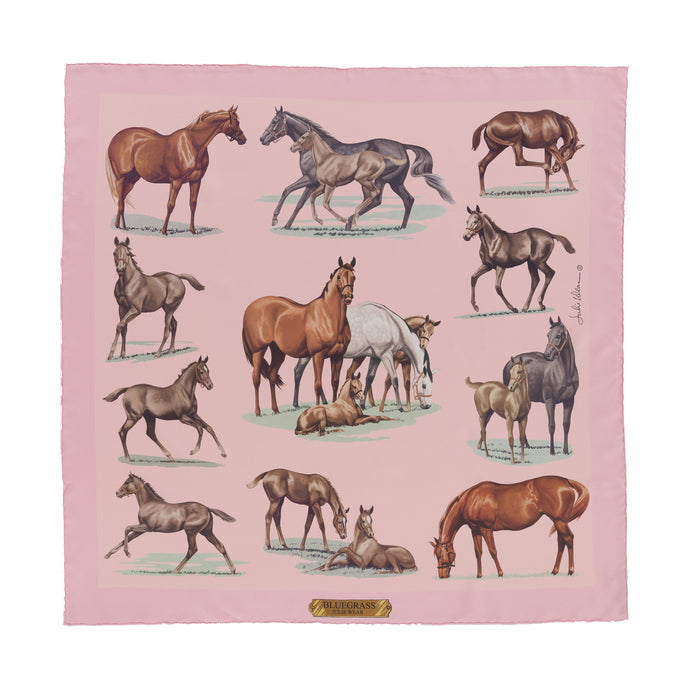Bluegrass Equestrian Silk Scarf by Julie Wear - Pink