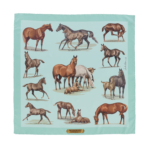 Bluegrass Equestrian Silk Scarf by Julie Wear - Aqua