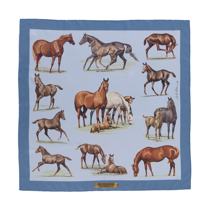 Bluegrass Equestrian Silk Scarf by Julie Wear - Blue