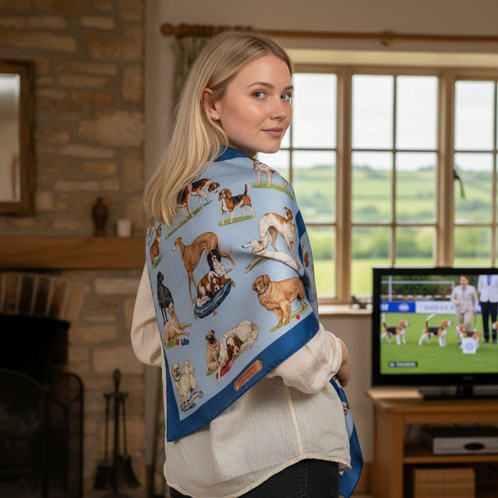 Best of Show Italian Silk Scarf by Julie Wear - Blue