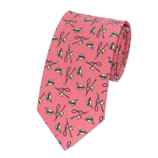Hot to Trot Equestrian Italian Silk Necktie - Coral