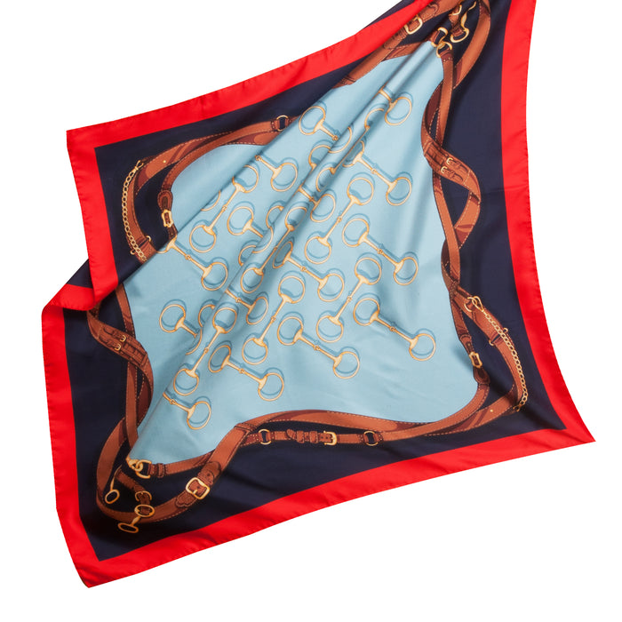 Off to the Races Italian Silk Scarf - Blue