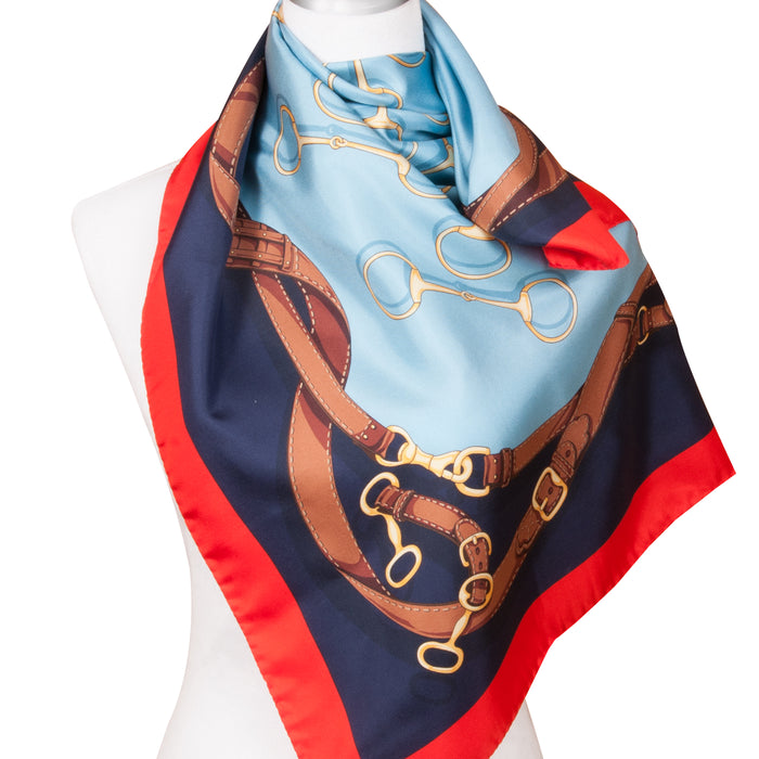 Off to the Races Italian Silk Scarf - Blue