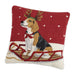 Blitzen the Beagle Takes a Sled Ride Hooked Dog Pillow