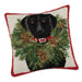 Black Lab Holiday Wreath Hooked Dog Pillow