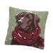 Winter Chocolate Lab Hooked Dog Pillow