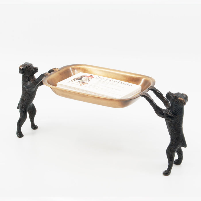 Terrier Dogs Brass Soap Dish - Desk Accessory
