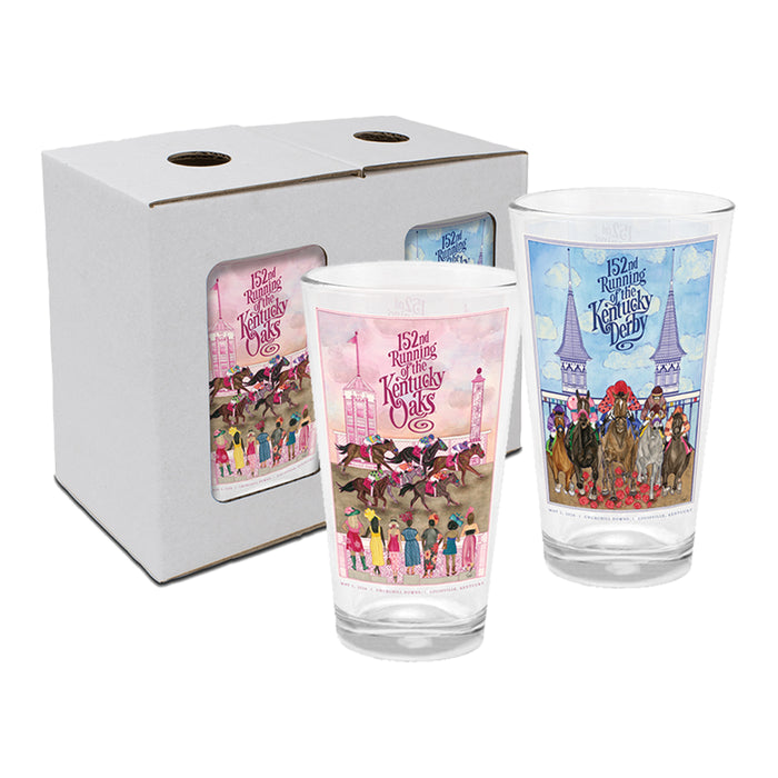 152nd Kentucky Derby & Oaks Pint Glasses Boxed Gift Set
