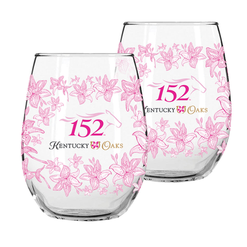 2026 Official 152nd Kentucky Oaks Stemless Wine Glass - Set of 2
