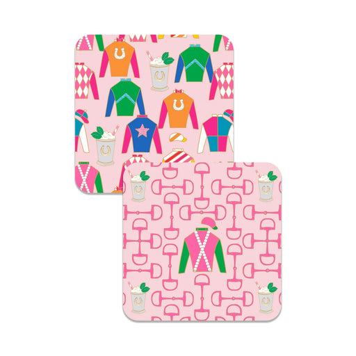 Off to the Races - Derby Party Double Sided Coasters - Set of 8