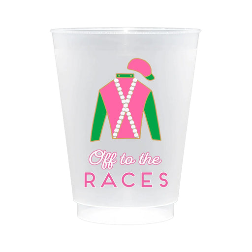 Off to the Racews - Derby Party Frosted Plastic Cups 16oz. - Set of 10
