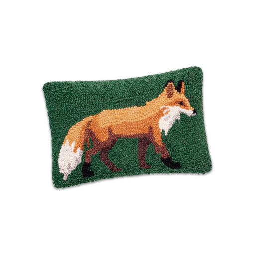Village Red Fox Small Hooked Accent Pillow