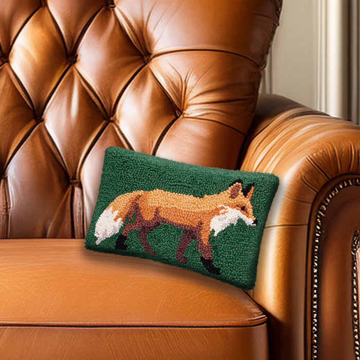 Village Fox Hooked Accent Pillow  8" x 12"
