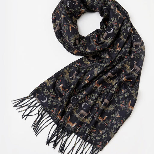 A Night's Tale Woodland Toile Scarf - Midnight Black 