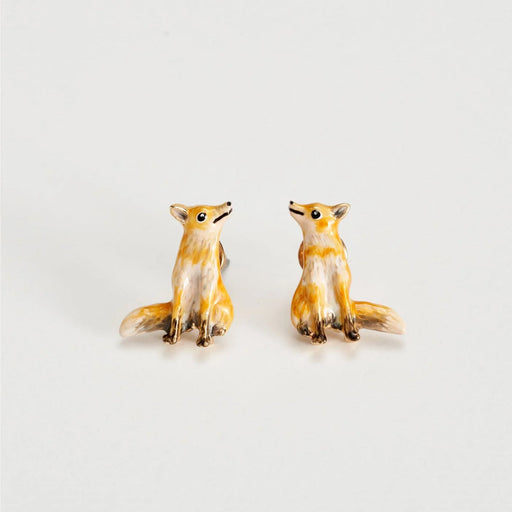 Fable Petit Enamel Sitting Fox Stud Earrings