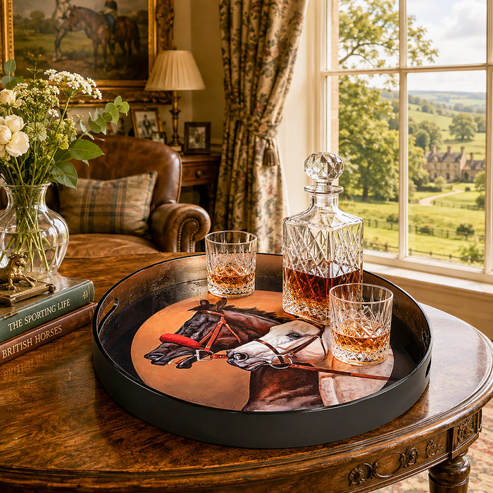 Spirited Challenge Equestrian Lacquered Tray by Julie Wear