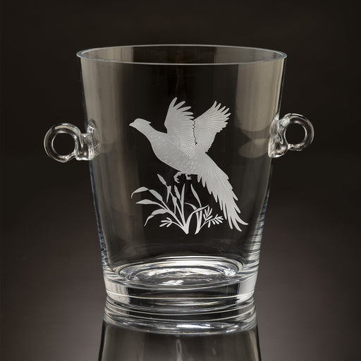 Pheasant Etched Crystal Ice Bucket by Julie Wear