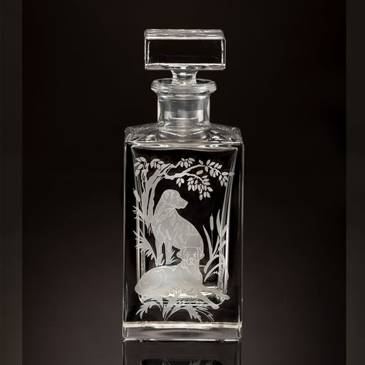 Labrador Retrievers Etched Crystal Square Decanter by Julie Wear