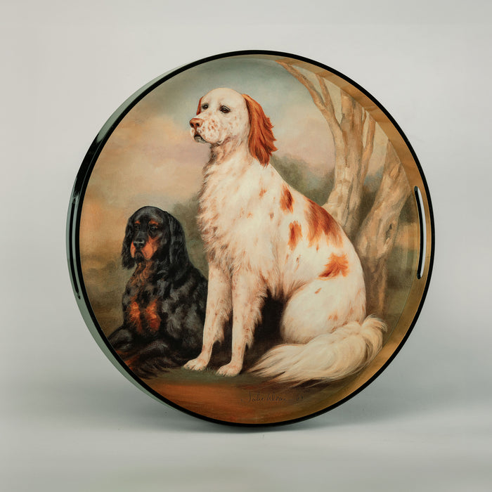 Setters Round Lacquered Serving Tray by Julie Wear