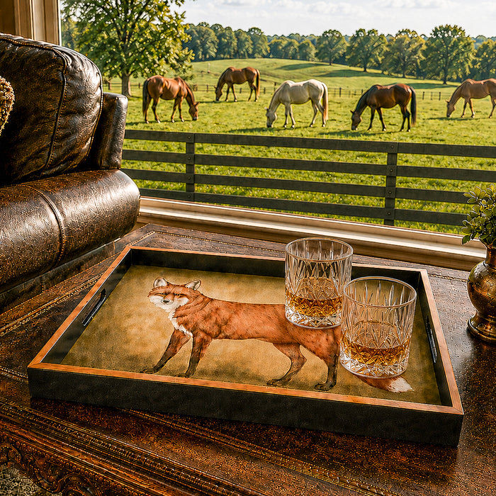 Fox Rectangular Lacquered Serving Tray by Julie Wear