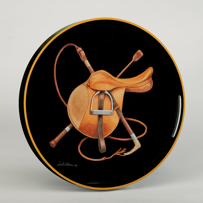 Hunt Saddle Round Lacquered Serving Tray by Julie Wear