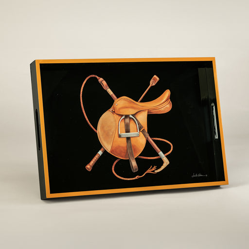 Hunt Saddle Rectangular Lacquered Serving Tray by Julie Wear
